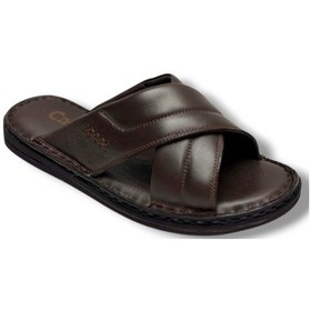 Resim Cakgo 170-26 Hakiki Deri Ultra Soft Çapraz Bant Anatomik Erkek Terlik 40-47 Kahverengi 