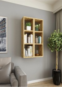 Resim Kitaplık Oturma Odası Duvar Rafı 2 Li Birleşik Mobilya Takım Atlantik Çam Atlantik Çam 