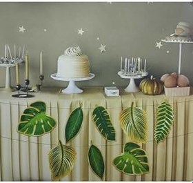 Resim Safari Temali Dekoratif Banner Yaprak Desenli 