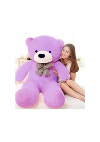 Resim Sole 130 Cm Papyonlu Sevimli Peluş Ayı - Sevgiliye Özel Hediye Lila 