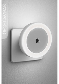 Resim Yuvarlak Otomatik Gece Lambası Işığa Duyarlı Karanlık Ldr Sensörlü Koridor Beyaz Gc01 Beyaz 