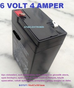 Resim Işıldak Aküsü Pili 6 Volt 4Ah 4 Amper Akü Pil Batarya 