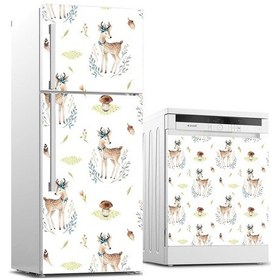 Resim Buzdolabı ve Bulaşık Makinası Beyaz Eşya Sticker Kaplama Geyik Ma 