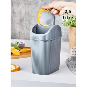 Resim PremiumPort Mini 2,5 L Gri Mutfak, Masa ve Banyo Tezgahı Çöp Kovası 