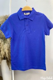 Resim Mojo Bebek Mojo Unisex Çocuk Düğmeli Kısa Kol Lacoste T-shirt 5281 Mavi 