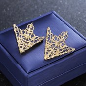 Resim Çift Vintage Zarif Geometrik Üçgen Broşlar, Çinko Alaşımı, Filigran Kesme Tasarım, Kadınlar için, Elbiseler, Yakalar, Eşarplar, Günlük Giyim ve Hediyelik Eşya için Çok Yönlü Aksesuar 