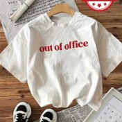 Resim Kadınlar için Rahat "Ofis Dışı" Grafik Tişört - Yumuşak Kısa Kollu Yuvarlak Yaka Tişört, Beyaz Kırmızı Yazılarla, Rahat Giyim İçin Mükemmel, Rahat Giyim Tişört | Eğlenceli Grafik Tişört | Konforlu Uygunluk 