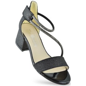 Resim 259 Abiye Kız Çocuk Topuklu Ayakkabı Düğünlük Nişan Abiye Elbise Ayakkabısı Siyah 