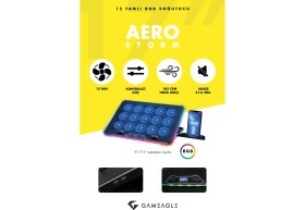 Resim Gameagle Aero Storm V15 Rgb 15 Fanlı 10 Rgb Modlu 9-17.3'' Notebook Soğutucu Stand Laptop Soğutucu 