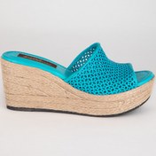 Resim Elile Shoes Hakiki Deri Büyük Küçük Numara Jüt Yüksek Topuk Kadın Terlik Nubes 