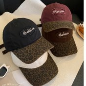 Resim Retro Leopar Baskılı Beyzbol Şapkası Çok Yönlü Moda Renk Eşleştirme Şapka 