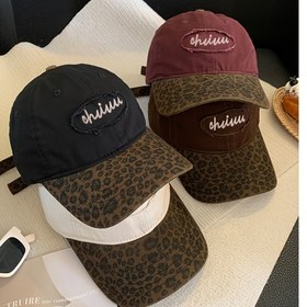 Resim Retro Leopar Baskılı Beyzbol Şapkası Çok Yönlü Moda Renk Eşleştirme Şapka 