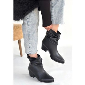Resim Lukana Siyah Cilt Topuklu Körüklü Bot Siyah 