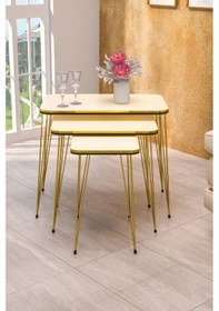 Resim Uslucan Alışveriş Zigon Sehpa Kr Ve Orta Sehpa Kr Set Çift Gold Krem Tel 1114 Çok Renkli 