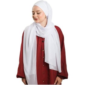 Resim Hürrem Bone Beyaz Pratik Hazır Geçmeli Bone Şal Şifon Düz 2506 42 beyaz 