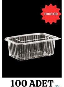Resim Plastik Saklama Kabı 1000 Gr 100'lü Kapaklı Sızdırmaz Kap Şeffaf Kullan At Kase 