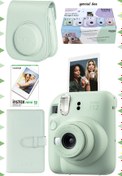 Resim Fujifilm Instax mini 12 Yeşil Fotoğraf Makinesi-10'lu Film-Laporta Albüm ve Deri Kılıf Seti 