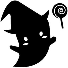 Resim Sevimli Hayalet Oto Motor Laptop Duvar Folyo Sticker 50 X 45 