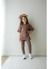 Resim Jeliboom Kids Kalp Nakışlı Taytlı Kız İkili Takım 3-10 Yaş -li6729220 - Kahverengi 