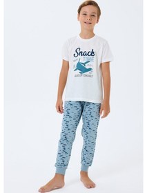 Resim Rolypoly Erkek Çocuk Beyaz Pijama Takım Rp3743-c-v2 