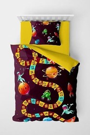 Resim MONOHOME Gezegen Sayılar 3D Pamuk Saten Çocuk Nevresim Takımı 160x220, monohome3152 