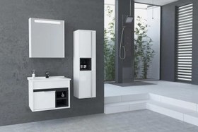 Resim ! Aquanil Napoli 85 cm Dorado-Antrasit Beyaz Lavabolu Takım Banyo Dolabı (41400001049) 