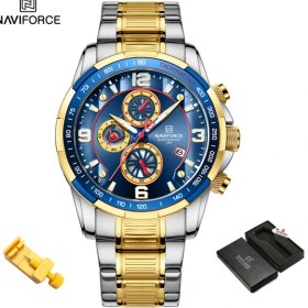 Resim Hanyang Gbe-Box Navıforce Mizaç Erkekler Lüks Moda Tasarımı Altın Erkek Saatler Çok Fonksiyonlu Aydınlık Kuvars Erkek Kol Saati Relogio Masculino (Yurt Dışından) 