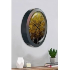Resim Bahat Salon Ofis Duvar Saati Gri Metal Çerçeve 36 cm 