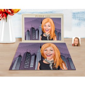 Resim Bk Gift Kişiye Özel Kadın Karikatürlü 1000 Parça Profesyonel Puzzle-75 