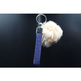 Resim Saks Mavi Taşlı Minik Ponpon Seçenekli Anahtarlık 