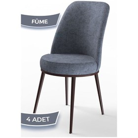 Resim Canisa Dexa Serisi, Üst Kalite Mutfak Sandalyesi,4 Adet Füme Sandalye, Metal Kahverengi Iskeletli Sandalyeler Füme Ayaklar Kahve 