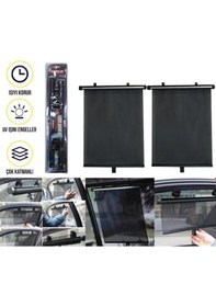 Resim Carub Oto Güneşlik Araç Yan Perde Makaralı Otomatik Araba Güneşliği 2li 40x45cm Siyah Br4955702 2 Adetli Set 