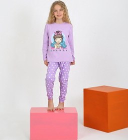 Resim Kız Çocuk Uzun Kollu %100 Pamuklu Pijama Takımı Let Your Lila 