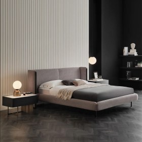 Resim Enza Home Tunis Başlıklı Karyola - Koyu Gri 