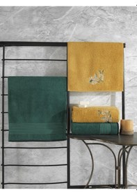 Resim Cotton Box %100 Pamuk Hamam Havlu Seti Colorful Yeşil-Sarı 