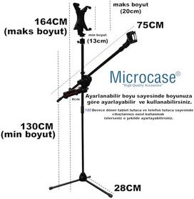 Resim Microcase 7in1 Set Mikrofon Tablet ve Telefon Tutuculu 180 Derece Döner Ayarlanabilir Mikrofon Standı AL4533 