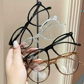 Resim 4 adet Klasik Retro Küçük Yuvarlak Çerçeve Kişilik Net Kırmızı Düz Sokak Çekim Trend Gözlük 