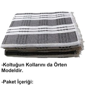 Resim Buldan Pamuklu Koltuk Örtüsü Maxi Takım 3+3+1+1 -k.kahve Krem Kahve - Krem 