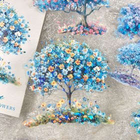Resim 10 Yaprak Çiçek Ağacı Manzara El Hesap Malzemesi DIY Dekorasyon Koleksiyonu Tabanı Scrapbook PET Etiketleri Paketi 