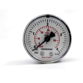 Resim Pakkens 0-4 Bar 63 mm Arkadan Bağlantılı Panotipi Gliserinli Manometre G 1/4 inç 