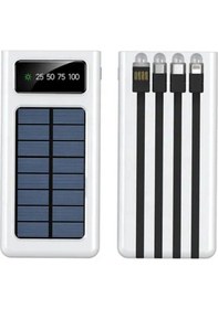 Resim 10.000 Mah Güneş Enerjili Led Işıklı Powerbank Şarj Aleti 2x Usb Çıkışlı Mikro Tycp BEYAZ 