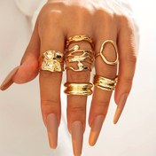 Resim 6 adet Vintage Şık Metal Geometrik Boş Düzensiz Çok Katmanlı Açık Yüzük Seti Kadınlar İçin, Çinko Alaşımlı, KC Altın Kaplama, Günlük Giyim ve Partiler İçin İdeal, Parti Takıları | Vintage Tarzı Yüzükler | Çinko Alaşımlı Yüzükler 