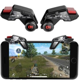Resim Asfal Pubg Tetik Tüm Telefonlar Için Çift Oyun Adaptörü Ateş Tetik Düğmesi 