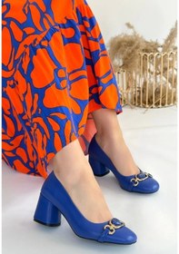 Resim Lucky Mavi Cilt Topuklu Ayakkabı Çok Renkli 