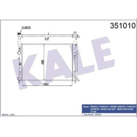 Resim KALE OTO Radyatör 351010 Radyatör Kangoo II 1.2Tce-1.5DCI 1.6 16V 08- Cıtan W415 12- 