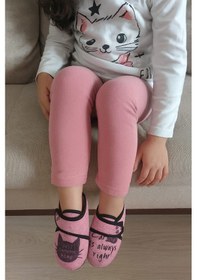 Resim Pati Baskılı Cırtlı Kız Çocuk Panduf Pembe 