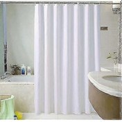 Resim Ekstra Uzun Beyaz Düz Kumaş Duş Perdesi - 180 X 220 Cm 