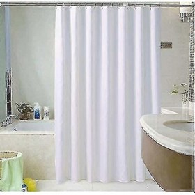 Resim Ekstra Uzun Beyaz Düz Kumaş Duş Perdesi - 180 X 220 Cm 