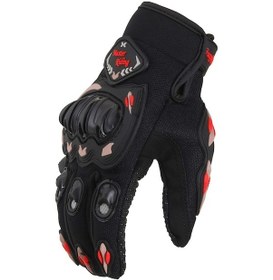 Resim Yingfu Kawasaki Tam Parmaklı Motosiklet Havadar Eldiveni, Çarpışmaya Karşı Koruyucu Sürücü Eldiveni, Gri Kırmızı, Mekan Spor 