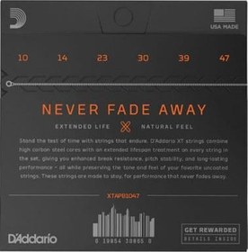 Resim D'Addario XTAPB1047 XT Phosphor Bronze Akustik Gitar Tel Seti ($10-47$) | Extra Light, Yumuşak Çalım Hissi, Fosfor Bronz Sıcaklığı ve XT Teknolojisi ile Taze Tel Tınısı 